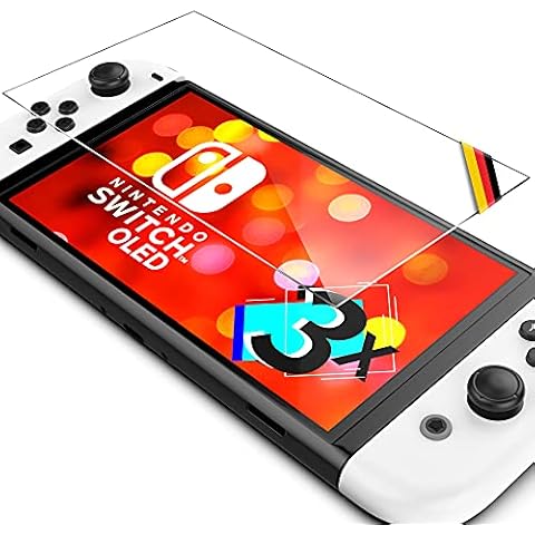 UTECTION 3X Schutzglas Folie für Nintendo Switch OLED 2021 mit 7" Zoll Display - Perfekte Anbringung Dank Rahmen, Ideal fürs Gaming, Kompletter Schutz Vorne gegen Displayschäden, Anti Kratzer Cover