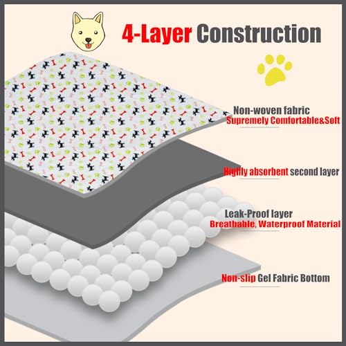 Image of Washable Dog Pee Pads,Non Slip Dog Mats with Great Urine Absorption,Reusable Puppy Pee Pads for Whelping,Potty,Training,Playpen,2PACKS Cartoon Dog Urine Pads(35 inch*31 inchThickened Version)