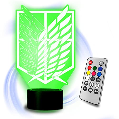 YOUR LIVING ART AOT Lampe, Anime LED mit 3D Darstellung, sechs wechselnde...