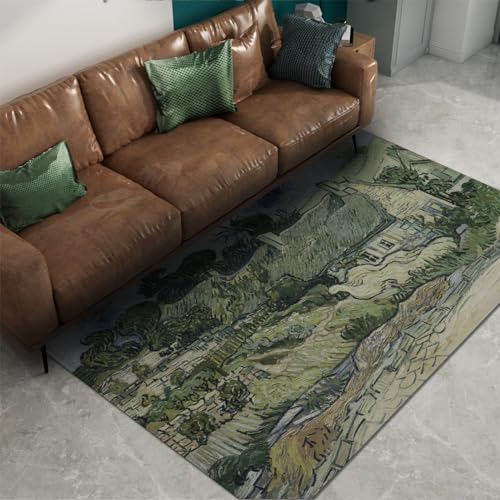 Tapis Cordeville esthétique rétro avec maisons pour entrée - 5