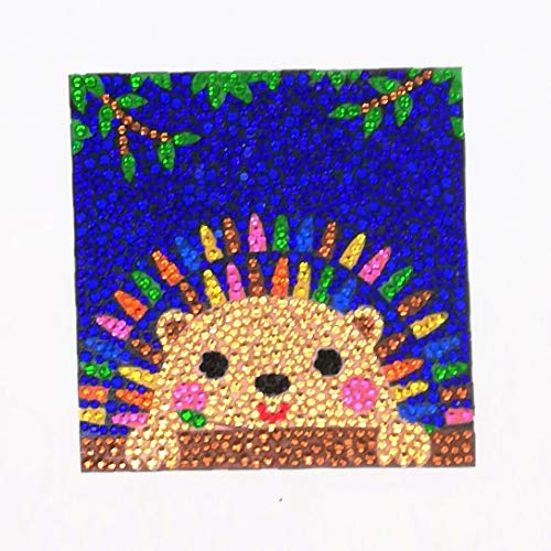 ParNarZar Easy 3D Diamond Painting Kit for Kids, Full Drill Painting by Number Kits with Wooden Frame - Hedgehog 6x6inches