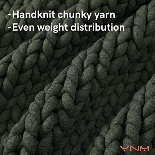YnM Weighted Blanket, Handmade Chunky Knitted Design, Soft and Cozy, Temperature Regulating and Breathable, Machine Washable Throw for Sleep or Home Decor (Forest Green, 60x80 Inch, 20lbs)