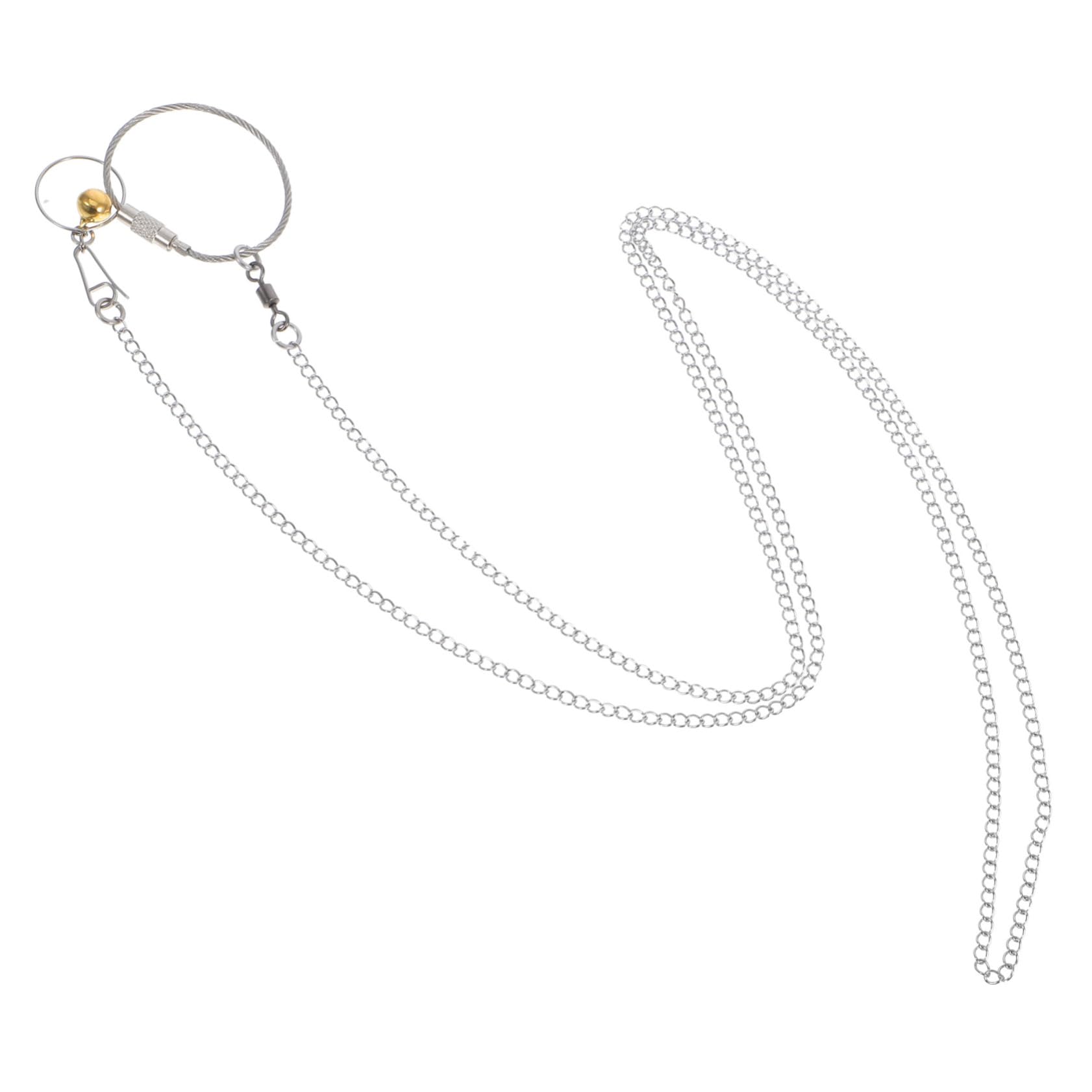 POPETPOP 1m Parrot Foot Chain Steel Collar with Bell Bird Harness for Outdoor Training