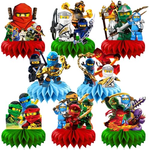 8Pcs For Ninja Honeycomb Table Centerpiece Birthday Party Supplies Table Decorations for Kids Party Decorations.