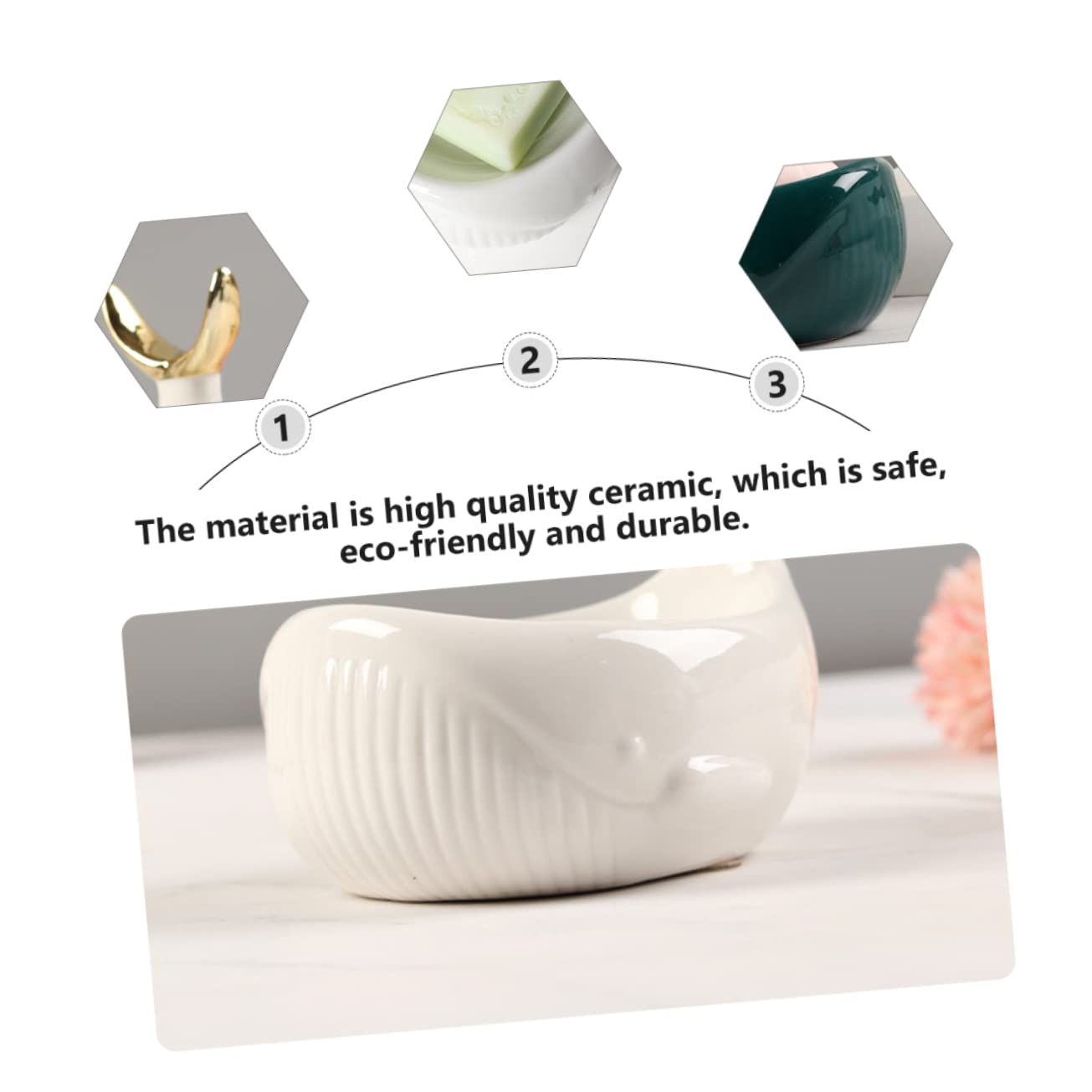 Jabonera de Cerámica en Color Blanco con Forma de Ballena, Drenaje Fácil y Diseño Nórdico, Adecuada para Baño y Ducha
