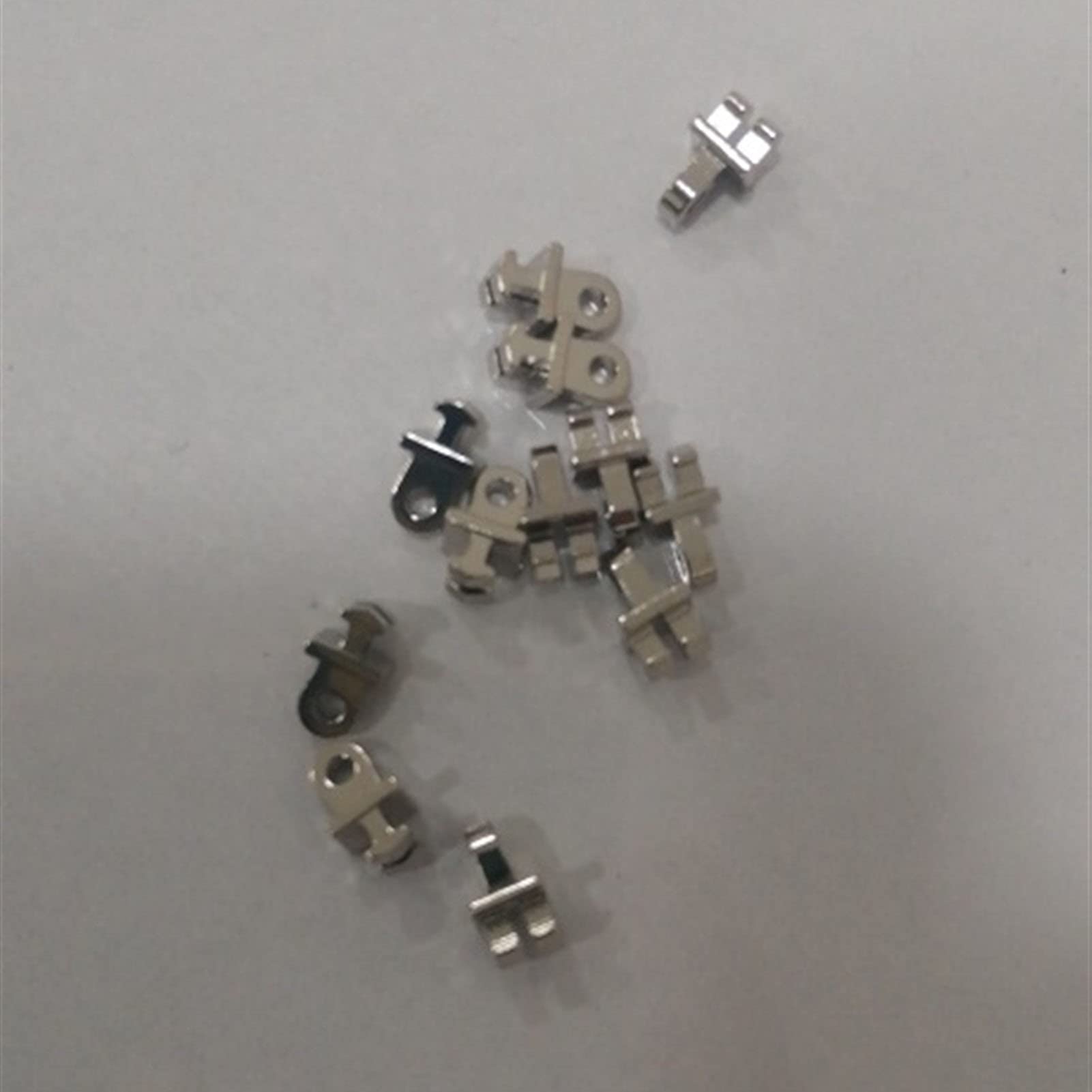 Zawias do okularów, 50 sztuk zębów pojedyncze zawiasy do okularów srebrne różne rozmiary plastikowa uszkodzona stal zastępcza(3.5x1.5mm)