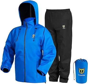TIDEWE Rain Suit, Waterproof Breathable Lightweight 2 Pieces Rainwear