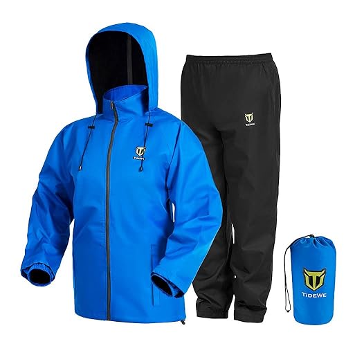 TIDEWE Rain Suit, Waterproof Breathable Lightweight 2 Pieces Rainwear