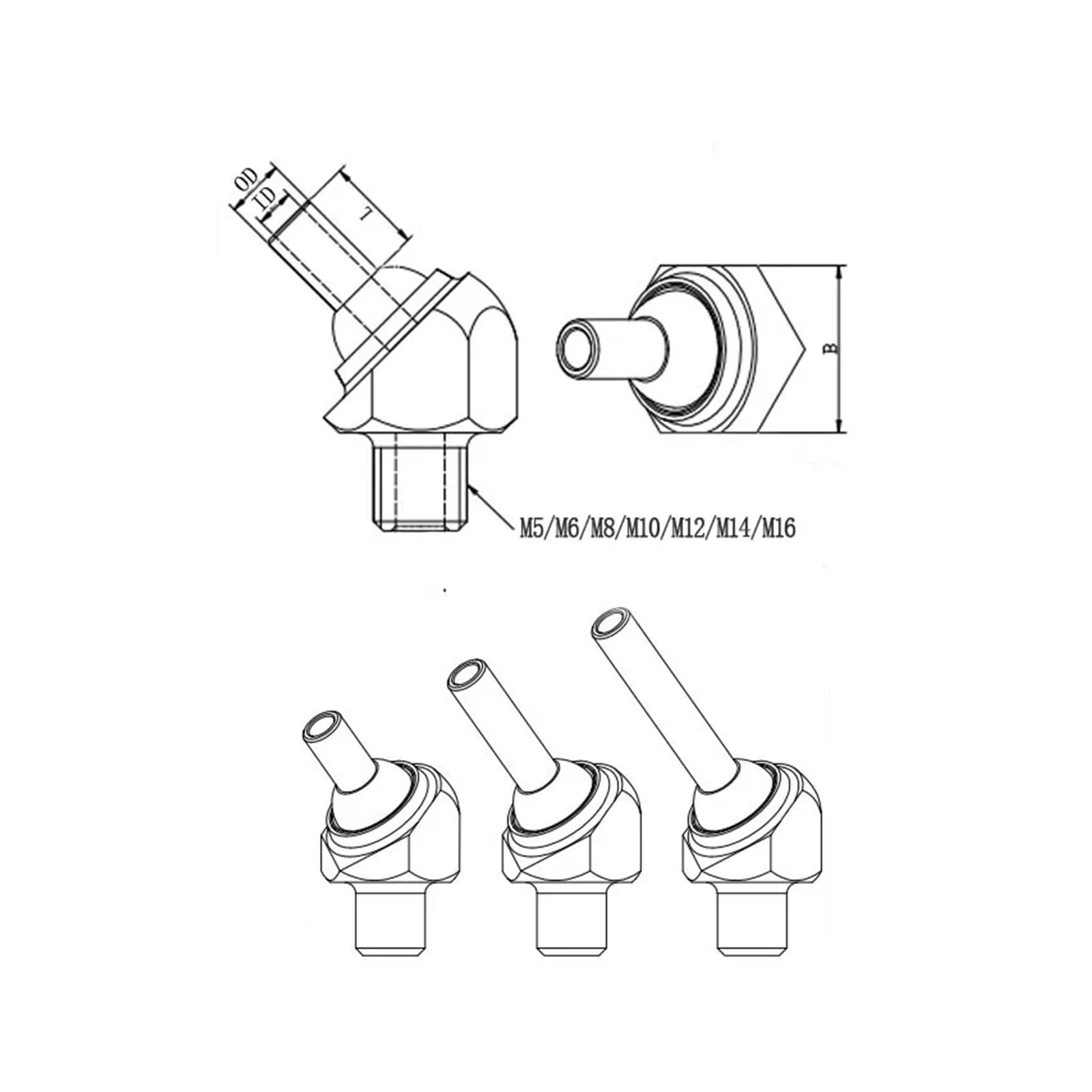 Geneigte Hochdruckkühldüse M5/M6/M8/M10/M12/M14/M16 Edelstahl SS304 CNC Drehmaschine Werkzeug Turm Spray wasser Kühlung Einstellbare Hochdruck Kühlmittel Düse(L20mm,OD 6MM ID 4MM_M10X1.5)