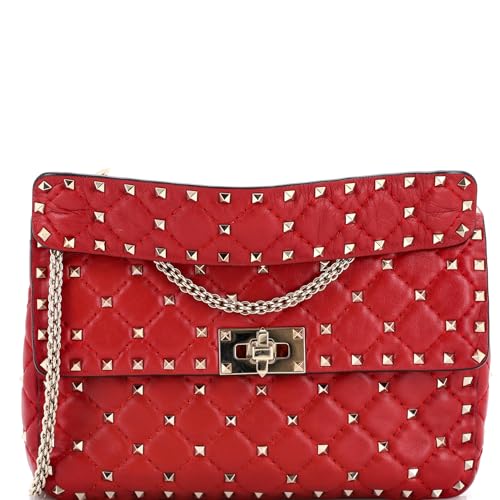 Valentino Garavani, Pre-Loved Rockstud Spike Flap Bag Quilted Leather Medium,