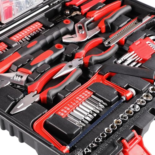 TLGREEN 198 Piece Tool Set, Tool Kit for Home,Basic Tool Set with Tool Box, Screwdrivers,Socket Adaptor,Adjustable Wrench,Pliers, Household Hand Tool Set for Car,Truck,Bicycle, Home, Dorm, Garage - Thumbnail 5