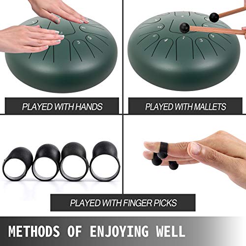 VEVOR Tongtrommel van staal, 13 notities, drum met tong 30 cm, tongdrum mini-slaginstrument - Image 8