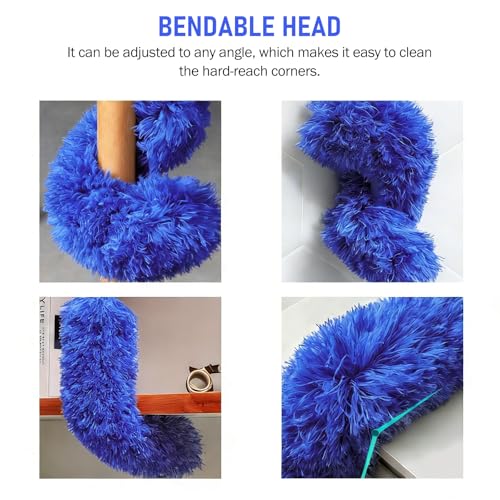 Image of SetSail Dusters for Cleaning 100-inch Extra-Long Gap Duster with Extension Pole Bendable Microfiber Head Washable Ceiling Fan Cleaner Duster Kit for High Ceilings, Blue