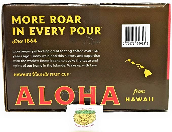 Lion Coffee Single Serve Coffee Pods ORIGINAL Roast (Pack of 54) with Exclusive Lion Coffee Factory Direct Brand Registered Sticker, AN ISLAND FAVORITE