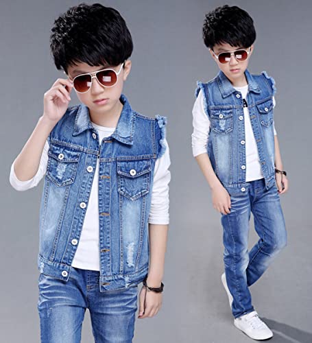 NABER Kids Boys' Fashion Sleeveless Outerwear Denim Jacket Vest Age 4-13 Years3