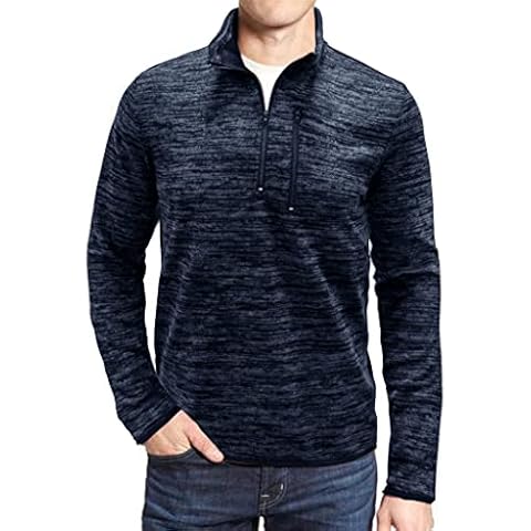 IyMoo Mens Casual Zip up Long Sleeve Jacquard Hooded Cardigan Navy Cover