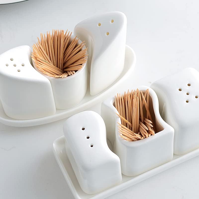 Miniatura 4 de 123Arts Salero y pimentero de cerámica con bandeja, juego de 4