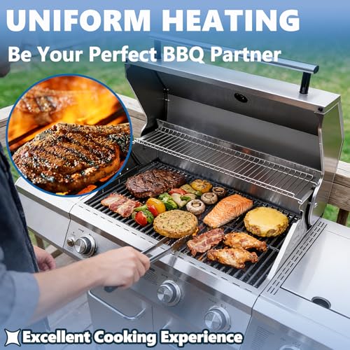 Image of SafBbcue 98888 Grill Grates for Monument Grill 25392 13478 Grill Replacement Parts, Monument Mesa 400 Grill Accessories Parts, Cast Iron Cooking Grids for Monument Grills 4-Burner Propane Gas Grill