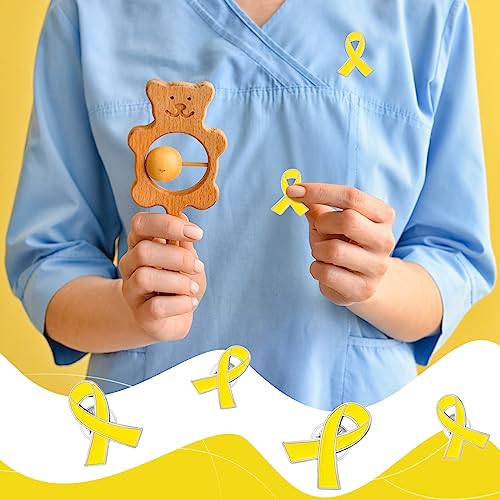 Sasylvia 100 Pcs Yellow Ribbon Lapel Pin Childhood Cancer Endometriosis Bone Cancer Awareness Ribbon Brooch with Individual Packed for Public Charity Fundraiser Events Supplies Gifts4