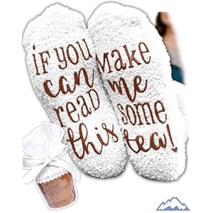 Birthday Gifts for Women “If You Can Read This Bring Me Tea! ” Funny Cupcake Socks Gifts for Her – Warm Fluffy Novelty…
