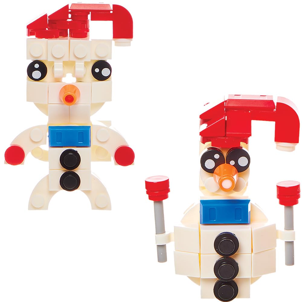 Baker Ross FX925 – 4 Kit Mattoncini Natalizi Da Costruire: Babbo Natale, Pupazzo Di Neve, Renna E Albero – Giocattoli Per Calze E Borse Festa - 3