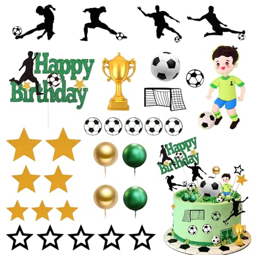 Decoration Gateau Foot, 31 Pièces Deco Gateau Foot, Decoration Cupcake Football, Toppers Football, pour Fans de Footbal Thème Fête D'anniversaire Cake...
