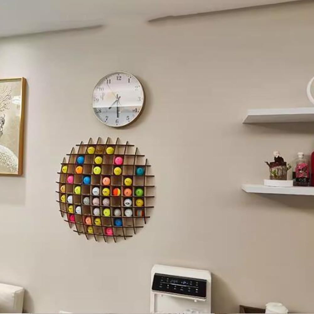 Espositore per palline da golf, in legno, supporto da parete per 78 palline, per appassionati di golf