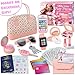 Play Purse for Little Girls - Pretend Play Toy Set for Kids Including Handbag, Makeup, Phone, Wallet, Smartwatch, Passport, Credit Cards, Keys - Birthday Gift Ideas for Girls Age 3 4 5 6 7+