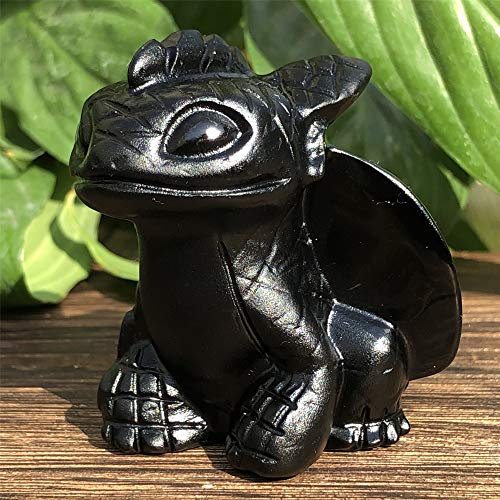 Anlingem Healing Crystal Stone Human Reiki Skull Figurine Statue Sculptures Fly Dragon Skull Crystal Halloween (Obsidian) Al-Obts #TOP1