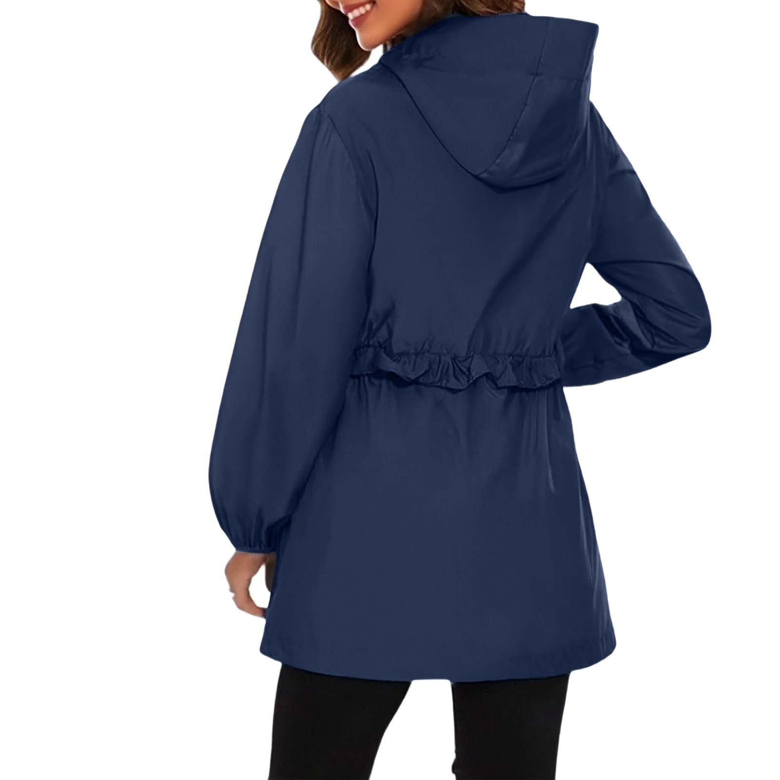 Chubasquero para mujer, chaqueta impermeable con capucha para deportes y actividades, rompevientos ligero para todas las condiciones climáticas