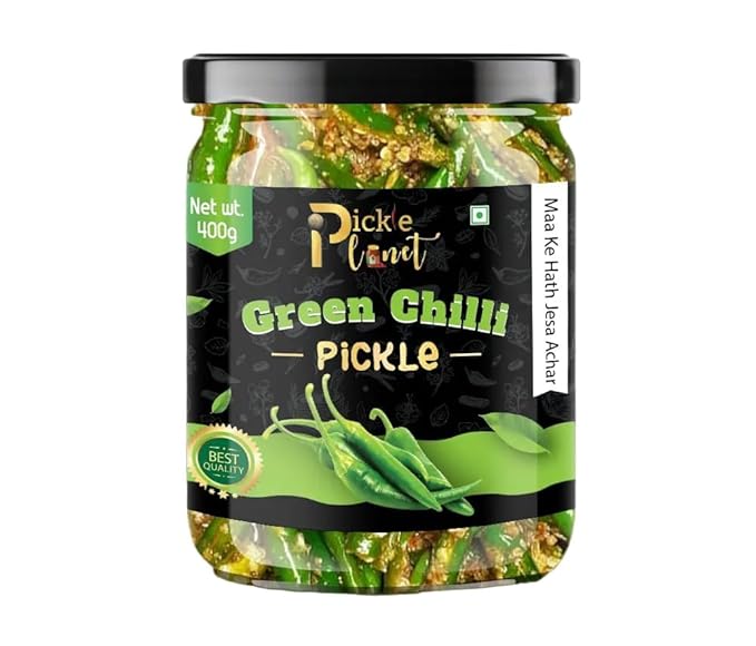 Pickle Planet Homemade Green Chilli Pickle | Mirchi Ka Achar - Tasty & Flavorful- 400gm