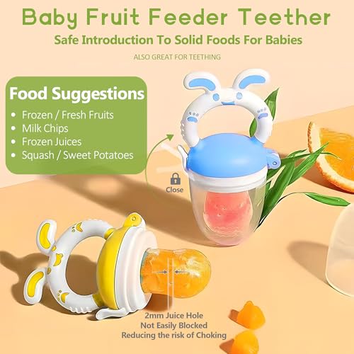 Image of WAJIAYON Baby Fruit Feeder Pacifier | Infant Food Feeder & Baby Food Dispensing Spoon | Mesh Fresh Fruit Teethers for Babies | Silicone Teething Pacifier for Babies,Gifts for Boys and Girls (Green)