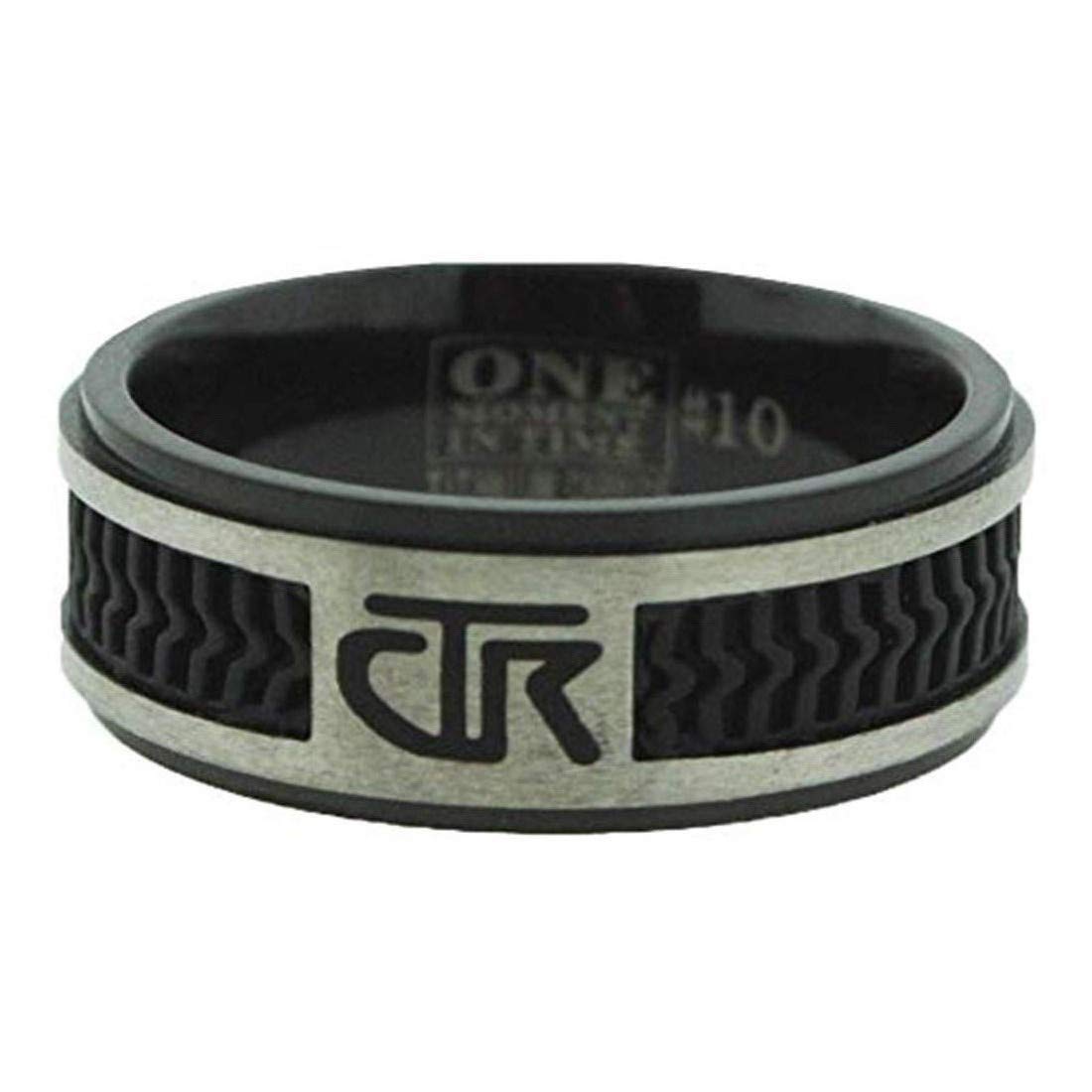 One Moment In TimeJ120 Size 7-13 Elements Black Titanium With Rubber Inlay Handmade Ring Mormon LDS CTR