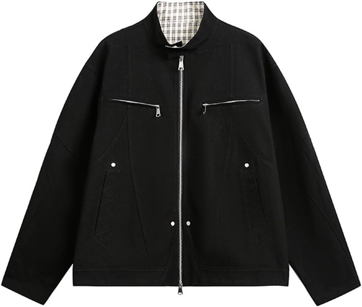 Men's Jackets Fall Winter American Retro Denim Stand Collar Workwear Casual Commute Long Sleeve Coats