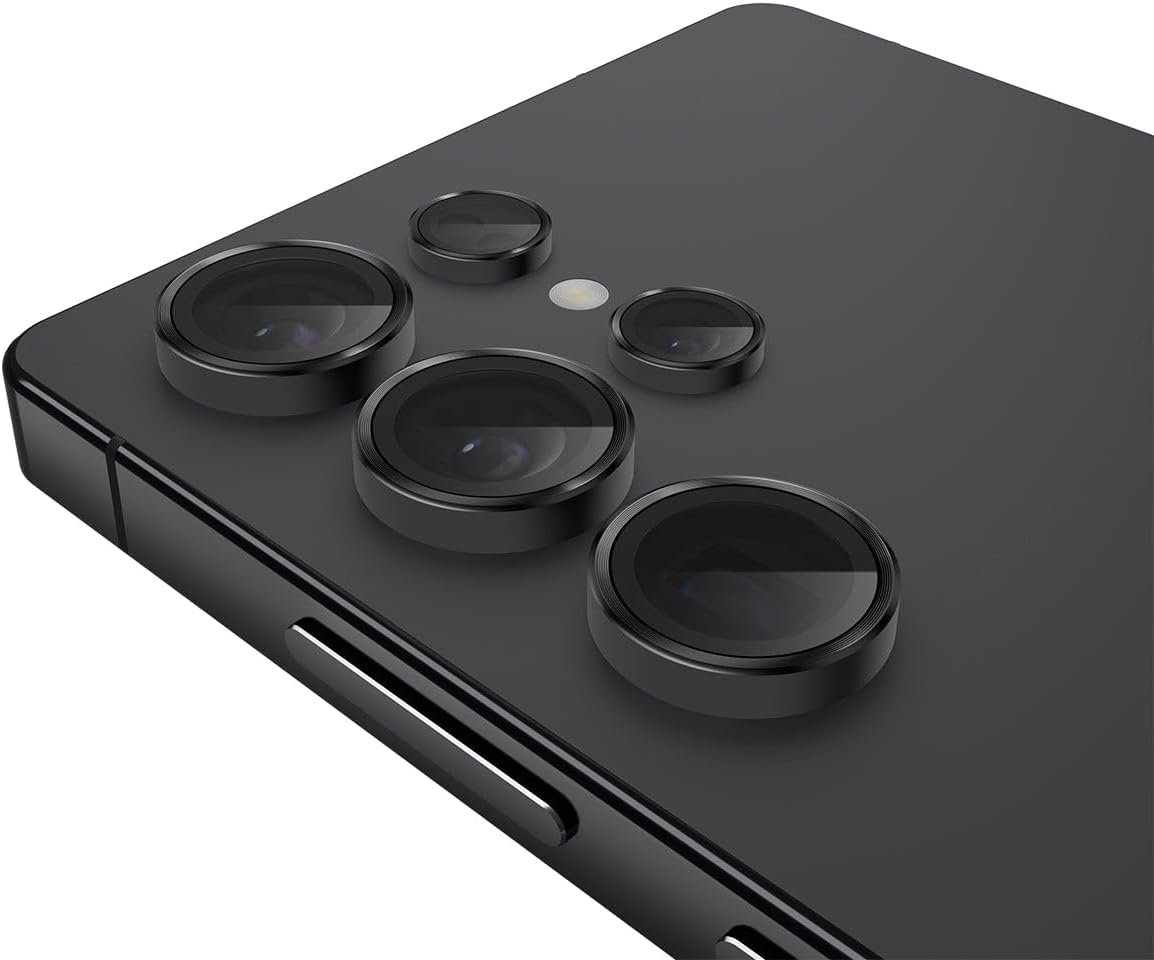 Case-Mate Samsung Galaxy S25 Ultra Camera Lens Protector with Black Aluminum Rings - Double Tempered Glass, Durable Anti-Scratch - Ultra HD View with Night Shooting, Case Friendly, Easy to Install