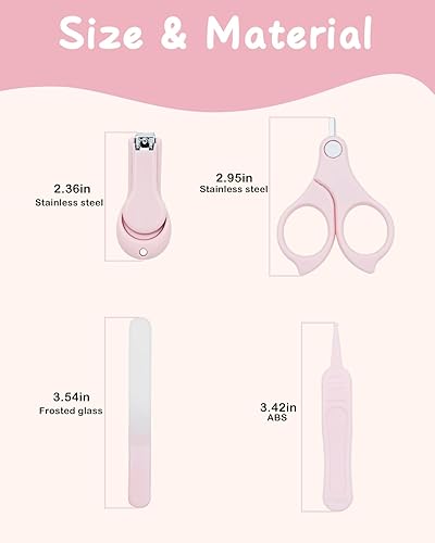 Miniatura 6 de babygoal Kit de cuidado de moscas de uñas para bebé, juego de 4 piezas con tapón de seguridad, corte sin dolor para recién nacidos y bebés, estuche