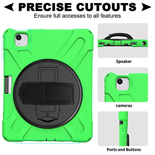 Coque iPad 2 3 4 antichoc vert avec support rotatif et sangle JZ - 5
