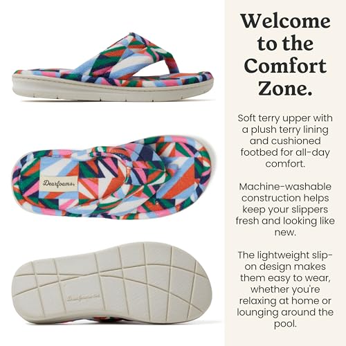 Image of Dearfoams Women's Melanie Colorblocked Microfiber Terry Thong Slipper