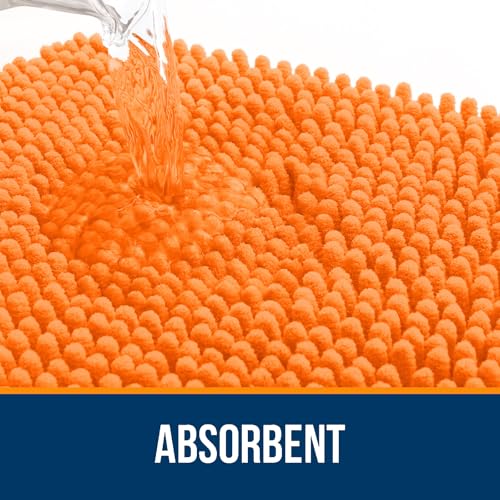 Image of OLANLY Bathroom Rugs 35x24, Extra Soft Absorbent Chenille Bath Rugs, Rubber Backing Quick Dry, Machine Washable Bath Mats for Bathroom Floor, Tub and Shower, Home Decor Accessories, Orange