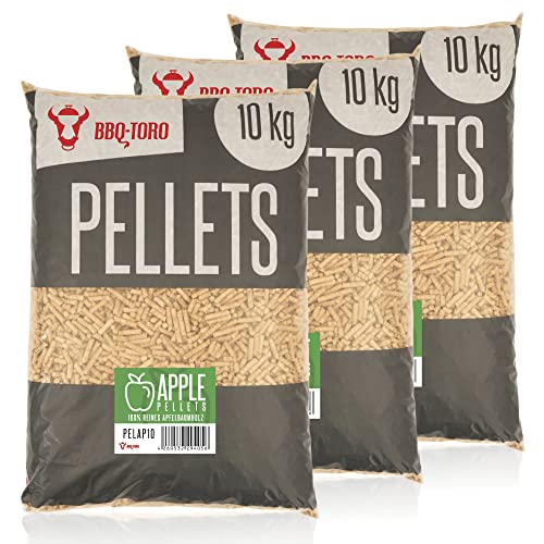 BBQ-Toro Pellets para Barbacoa de 100% Madera de Manzano | 30 kg | Pellets de Manzano para Barbacoa, Ahumador, Horno de Pizza de Pellets y Sistemas de Calefacción | Pellets de Madera