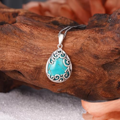 Genuine Turquoises Necklace 925 Sterling Silver Turquoises Filigree Necklace Western Nature Gemstone Turquoise Jewelry Gifts for Women2