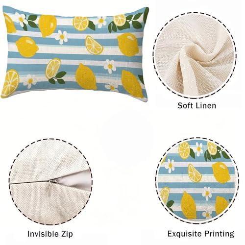 Coussin décoratif haut de gamme 40x80 imperméable imprimé citron double face - 5