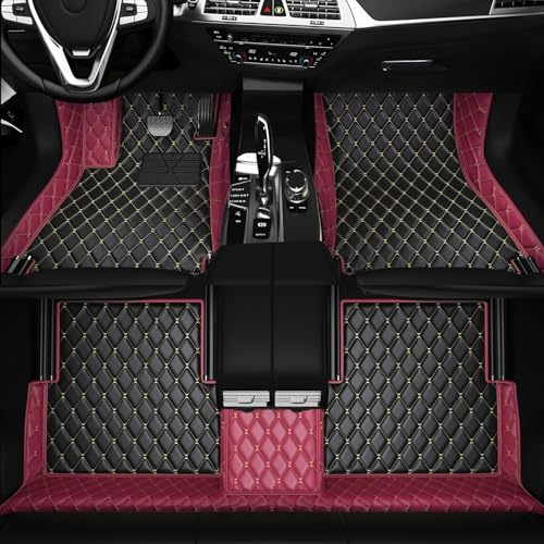 All-Weather car Floor MATS-Suitable for 99% of car Models,Leather car mat, offering Personalized Embroidery and Multiple Color Options,Provide Protection for car Rug (Winered1)