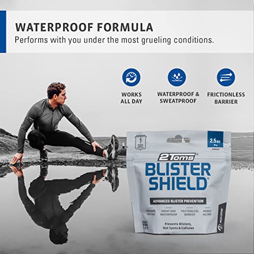 Image of 2Toms BlisterShield, Advanced Blister Prevention Powder, Waterproof | Talc-Free Foot Blister Powder for Hot Spots & Calluses