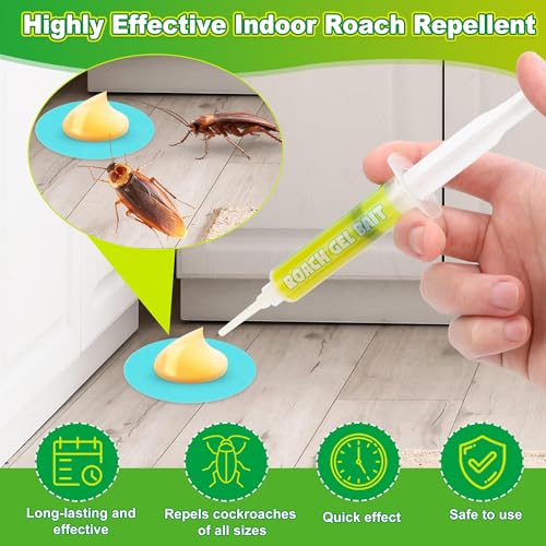 Image of 12 Pack Roach Gel Bait for Indoor Use - Cockroach Killer Gel with Easy Placement Stickers, Long-Lasting Mess-Free Formula for Kitchen, Bathroom, Basement & Hidden Areas Pest Control
