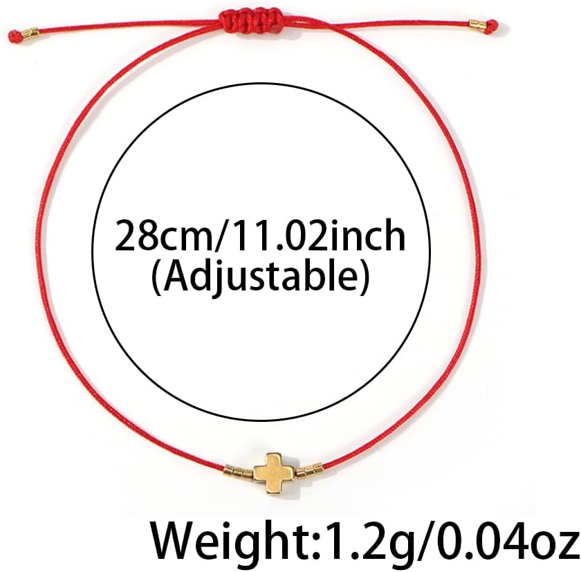 12PCS Gold Cross Bracelets for Women Handmade Beaded Colorful Adjustable String Stackable Friendship Wish Bulk Cross Bracelet Stack Rope Christian Jewelry Religious Baptism BFF Lucky Gift - Image 6