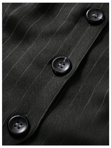 SOLY HUX Women's Striped V Neck Sleeveless Button Front Blazer Vest Waistcoat4