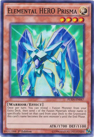 Yugioh 1st Ed Elemental HERO Prisma FUEN-EN047 Super Rare 1st Edition Fusion Enforcers Cards : Toys & Games