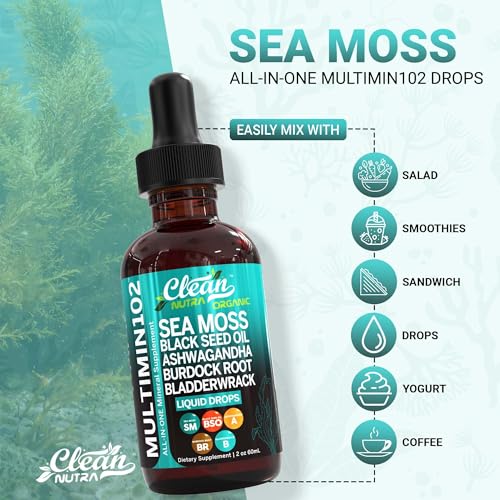 image for Clean Nutraceuticals Clean Nutra Organic Sea Moss Drops Supplement | B