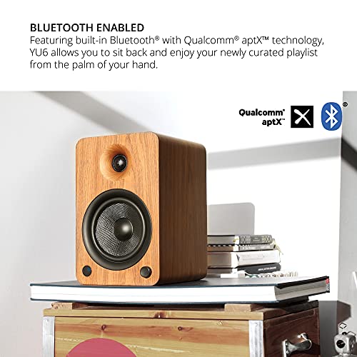 Image of Kanto YU6WALNUT Powered Bookshelf Speakers with Bluetooth and Phono Preamp | Pair | Walnut